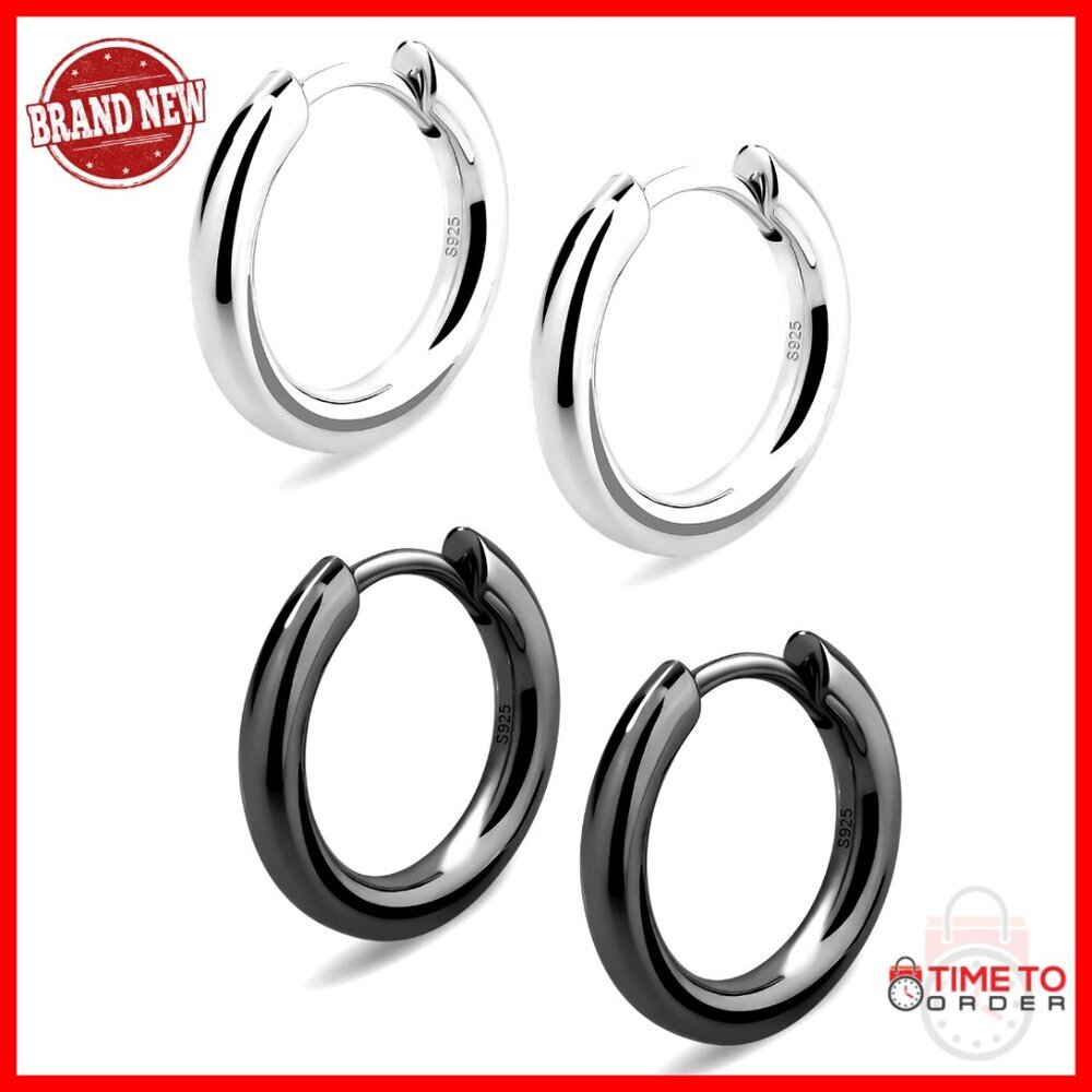 Sterling Silver Hoop Earrings, Hypoallergenic, 10mm 12mm 15mm, Gift